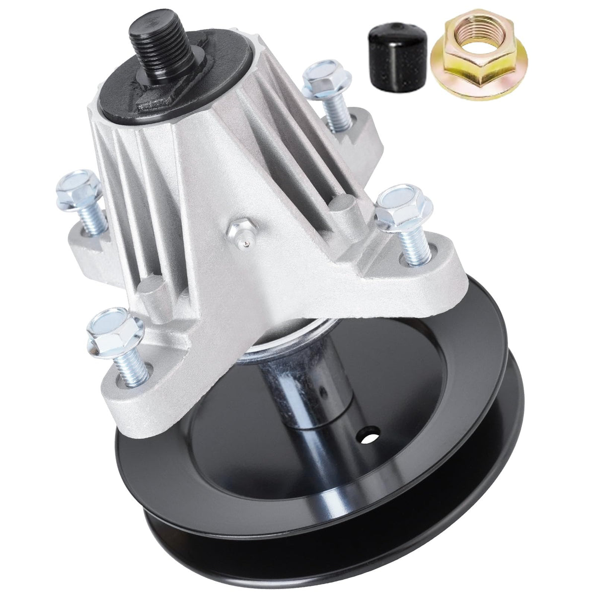 UIOWJC spindle front view showing mounting holes and robust construction benefit: precise fit