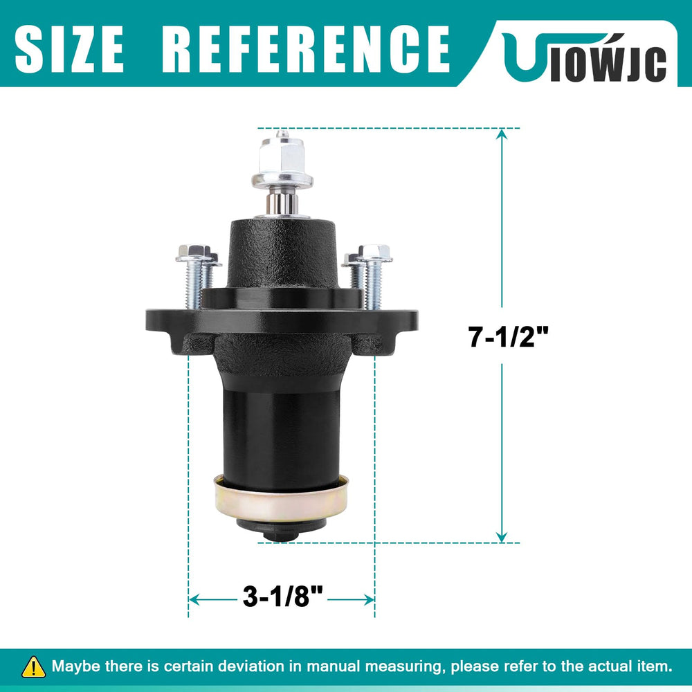 UIOWJC spindle shaft close-up showing smooth bore for secure blade fit