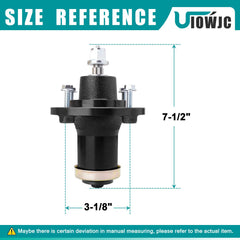 UIOWJC spindle shaft close-up showing smooth bore for secure blade fit
