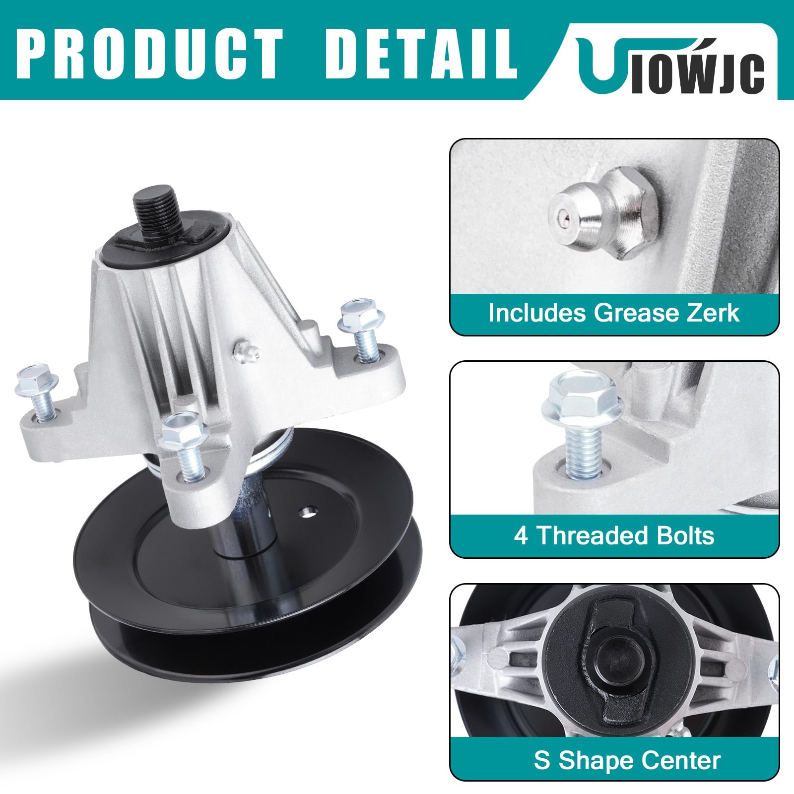 UIOWJC spindle with blade attached showing assembly engagement benefit: secure blade hold
