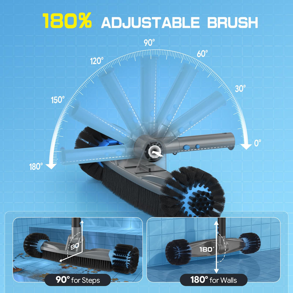 UIRWAY brush angle adjustment demo showing 180-degree pivot for corners and steps