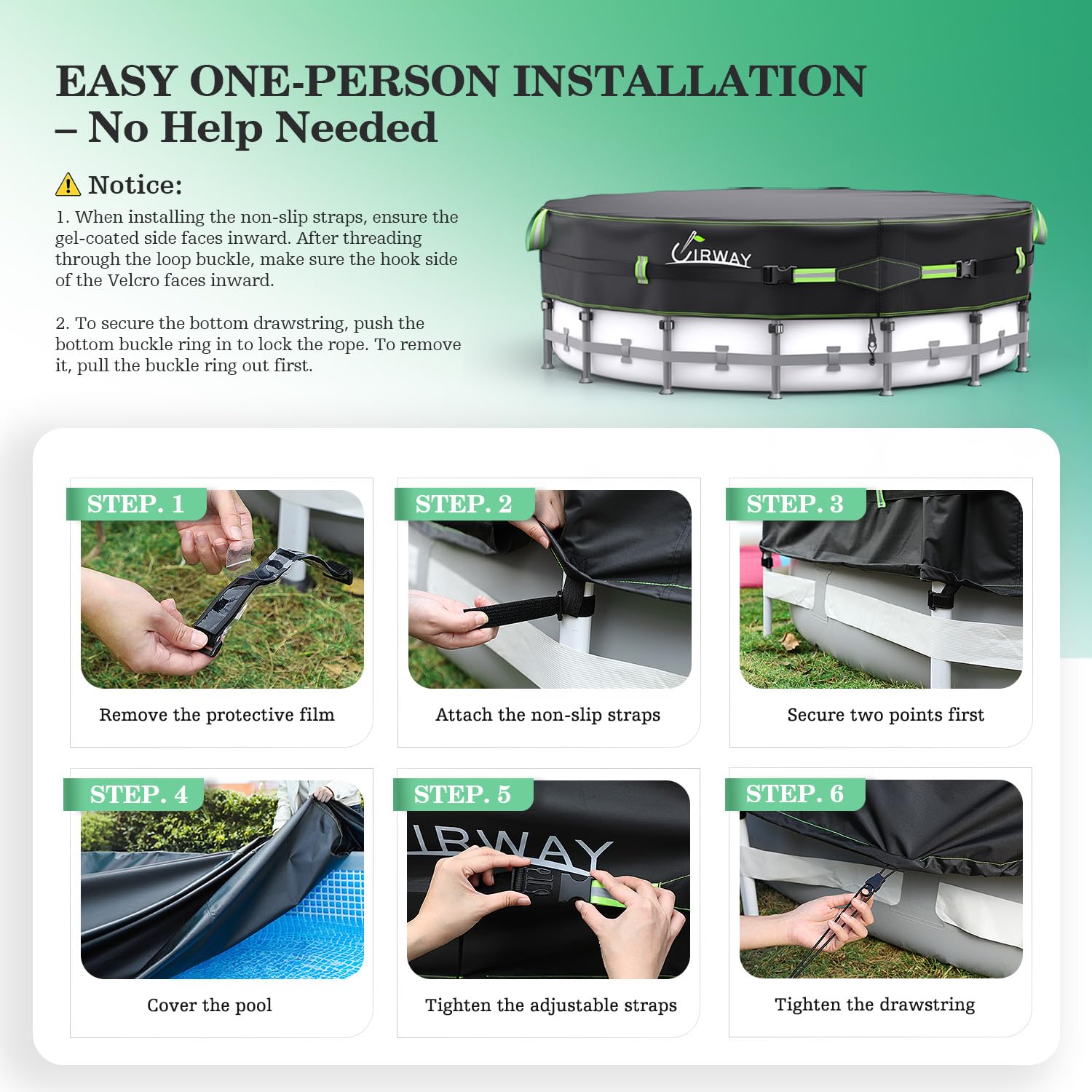 UIRWAY folded cover with side handles showing easy storage and transport