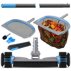 UIRWAY front kit layout showing all six cleaning tools for fast pool maintenance