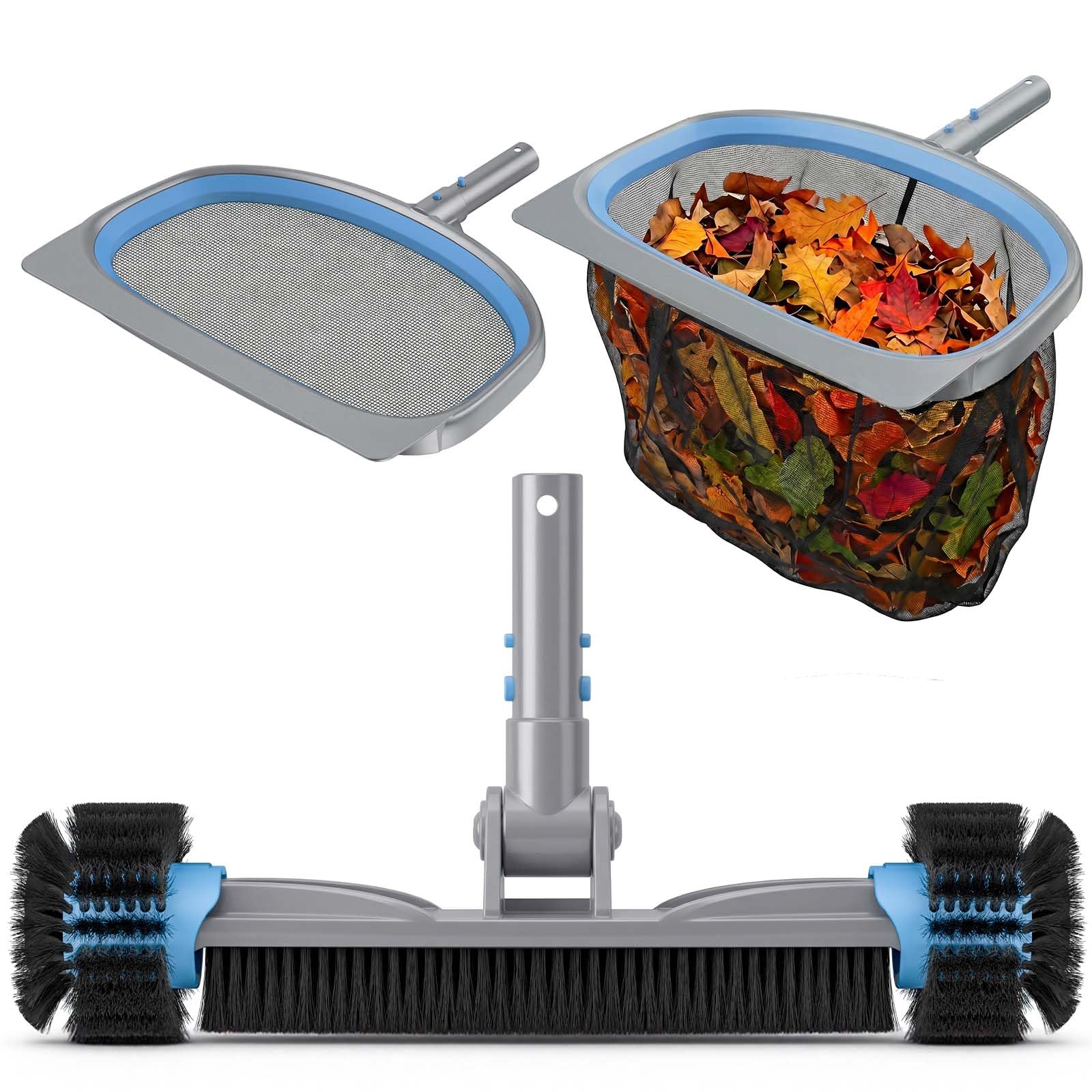 UIRWAY front view of 3-in-1 kit showing brush and nets for versatile cleaning