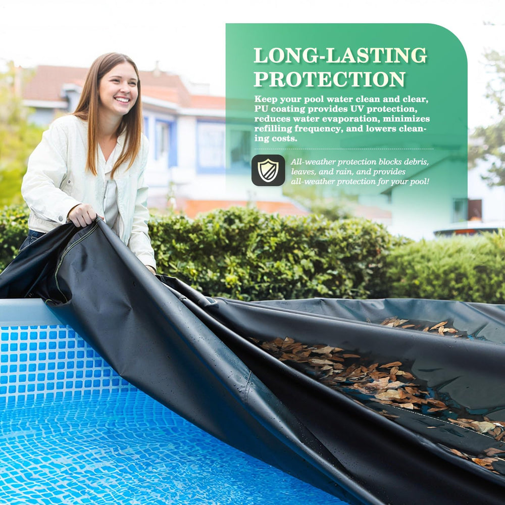 UIRWAY lifestyle shot of cover installed keeping pool clean benefit