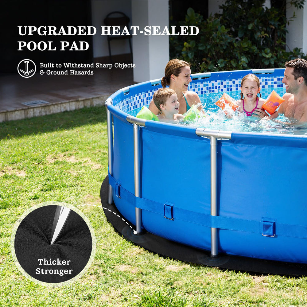 UIRWAY pad installed under pool in use providing stable base and protection