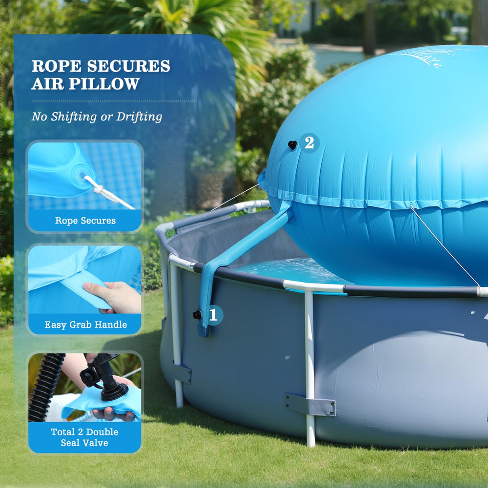 UIRWAY included 50ft rope anchored to pillow keeping it centered and secure