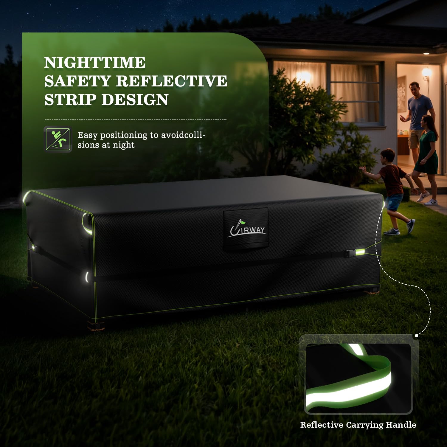 UIRWAY cover size comparison with tape measure showing correct 111×84×28 inch fit