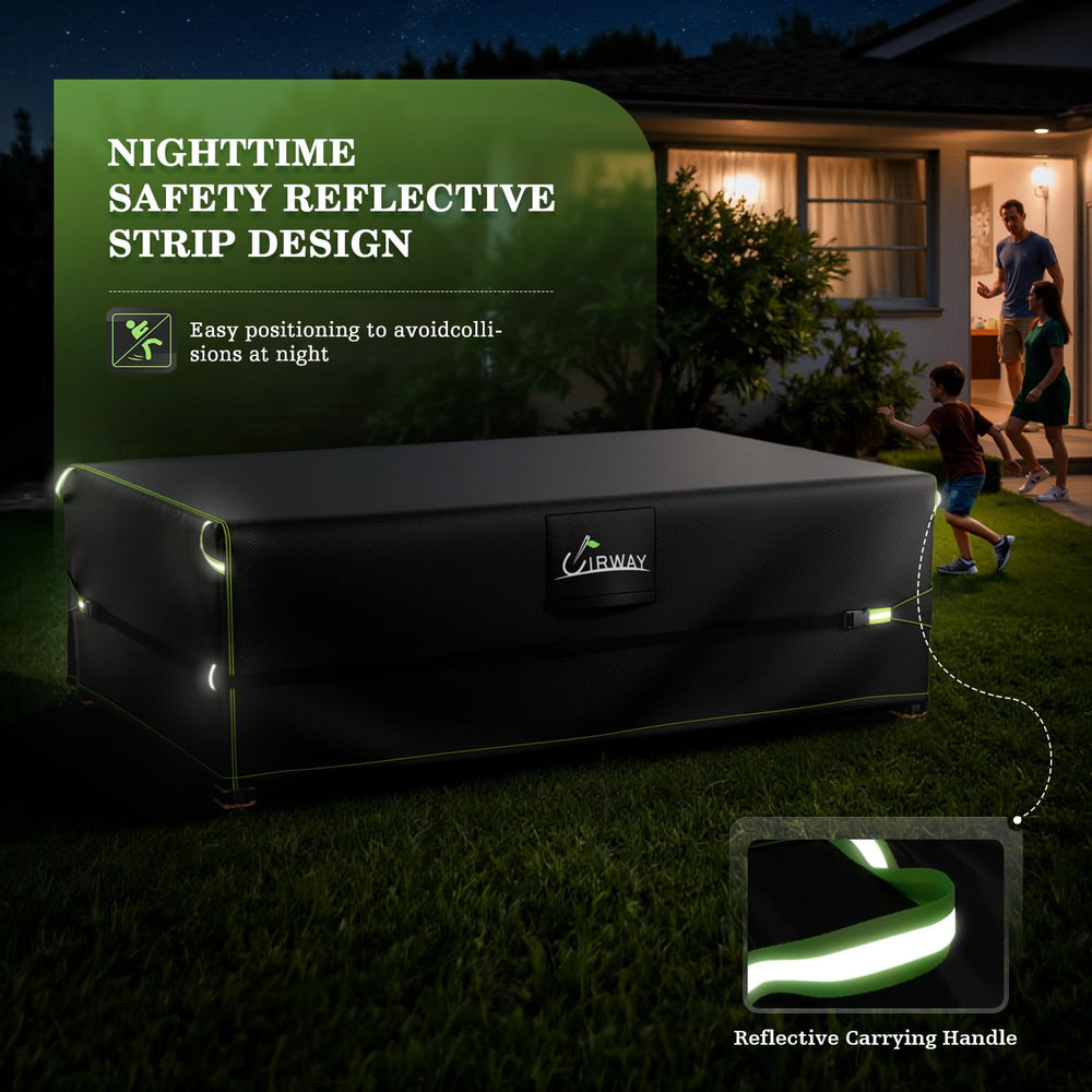 UIRWAY cover size comparison with tape measure showing correct 111×84×28 inch fit
