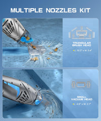 UIRWAY large triangular vacuum head capturing leaves and debris for faster floor coverage