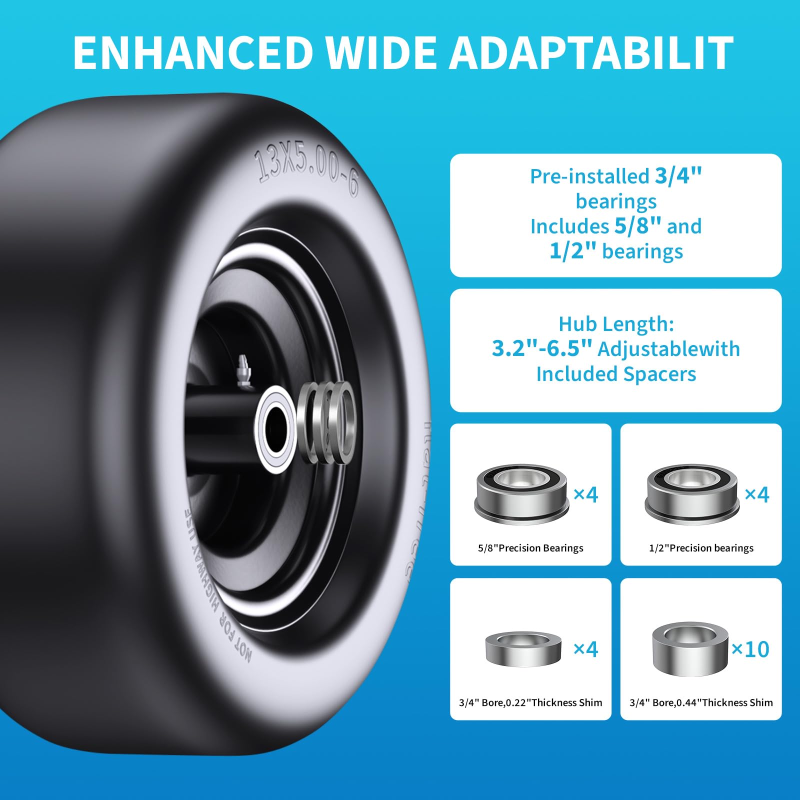 Uiuaquas bearings and metal spacers laid out for quick installation advantage