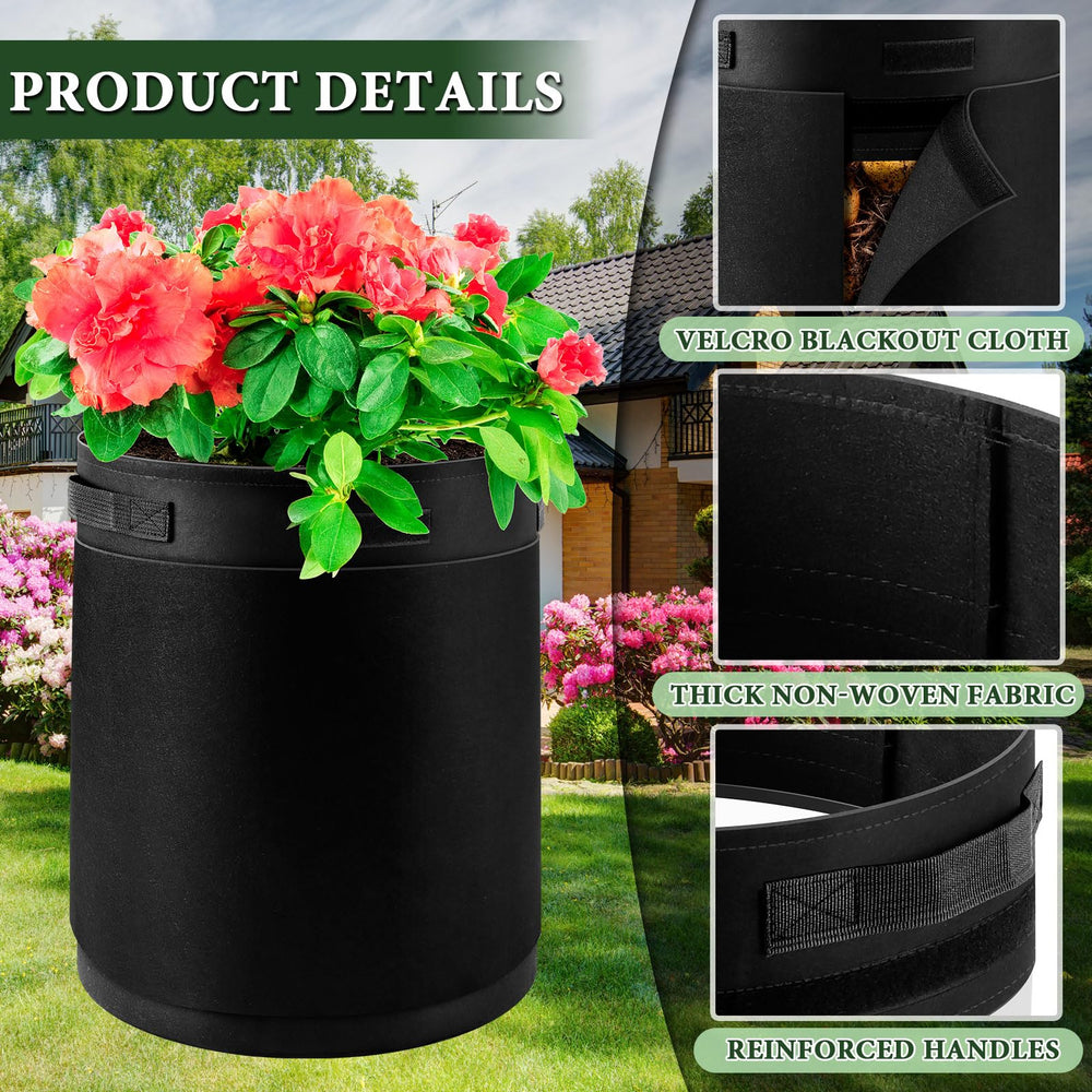 UJG grow bag in garden with potatoes visible, supports higher crop yields