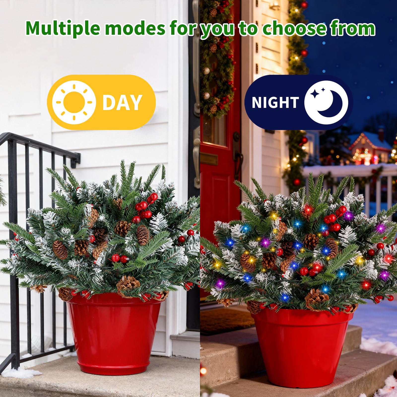 ULihaian pre-lit tree placed in planter showing quick decorative upgrade