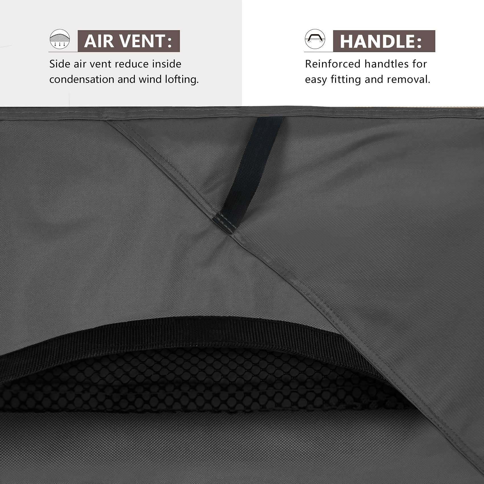ULTCOVER plastic clip and heavy-duty drawcord securing cover during wind