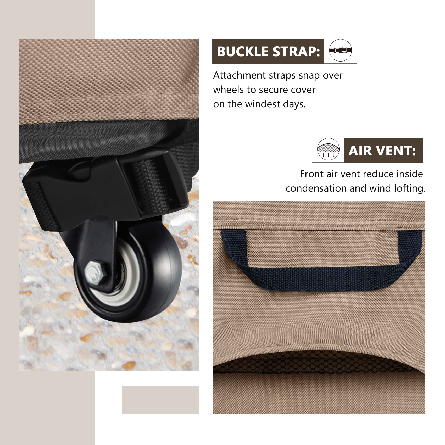ULTCOVER plastic clip and drawcord securing cover to wheelbase