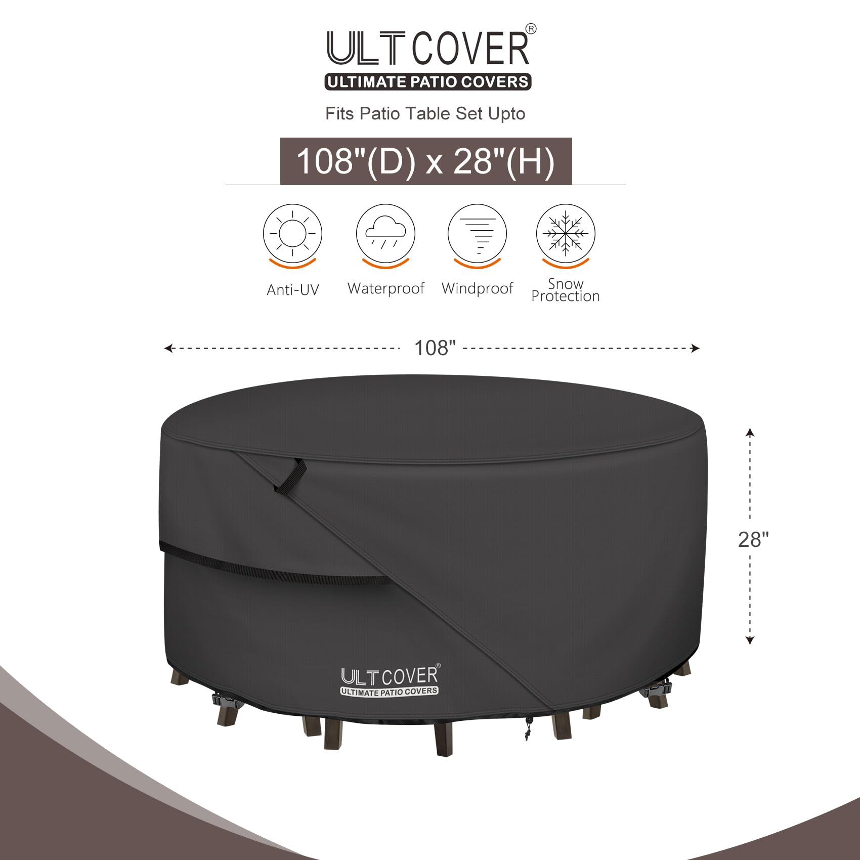 ULTCOVER close-up of 600D fabric texture showing durable waterproof material benefit