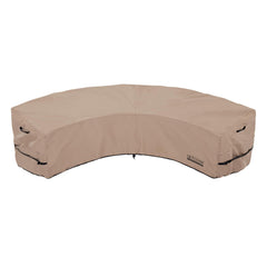 ULTCOVER front view on curved patio sofa showing full waterproof protection