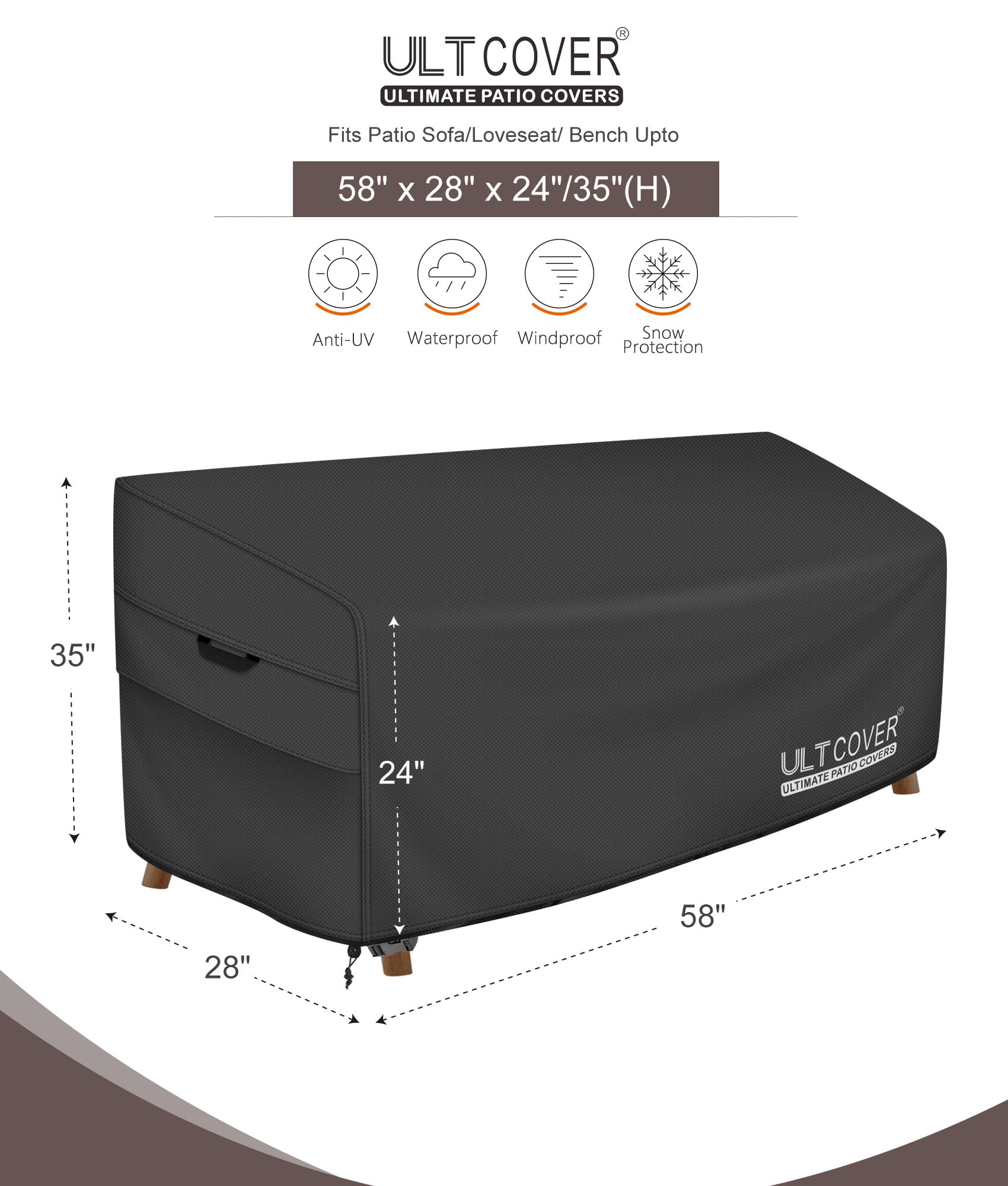 ULTCOVER primer plano de textura 600D poliéster indicando resistencia