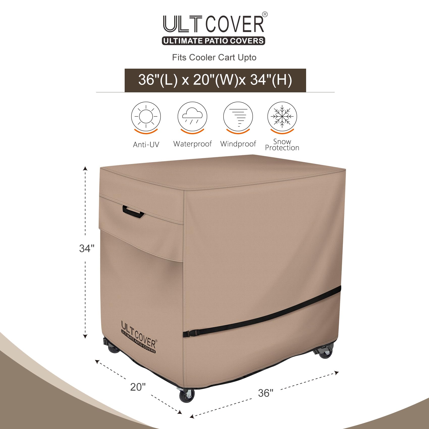 ULTCOVER fabric close-up showing heavy-duty 600D texture and waterproofing