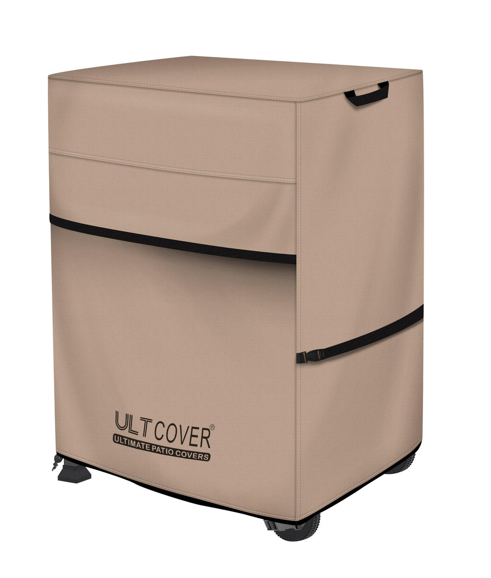 ULTCOVER front view on a 2-burner grill showing full protection and neat fit