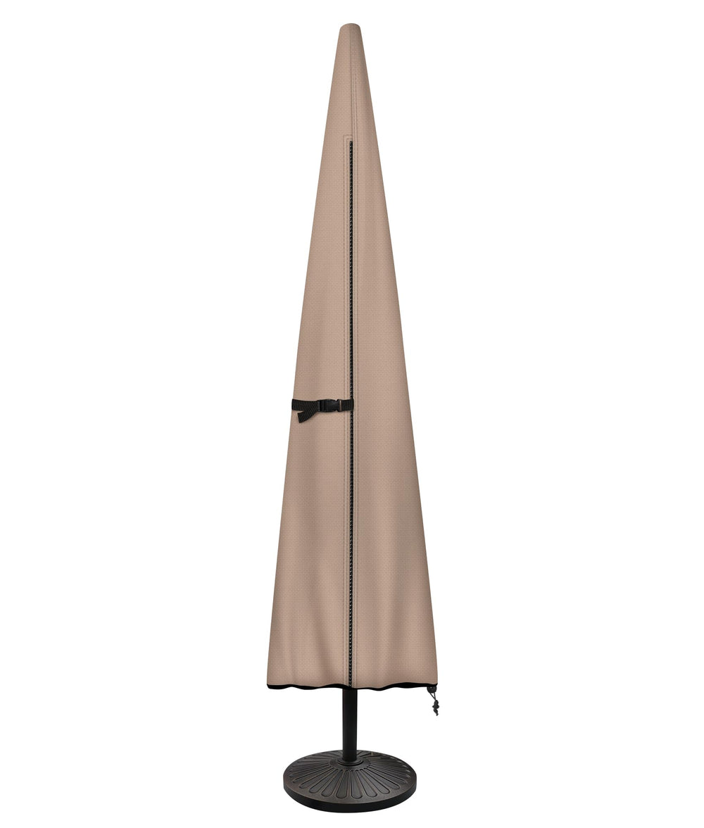 ULTCOVER front view of covered market umbrella showing full protection benefit