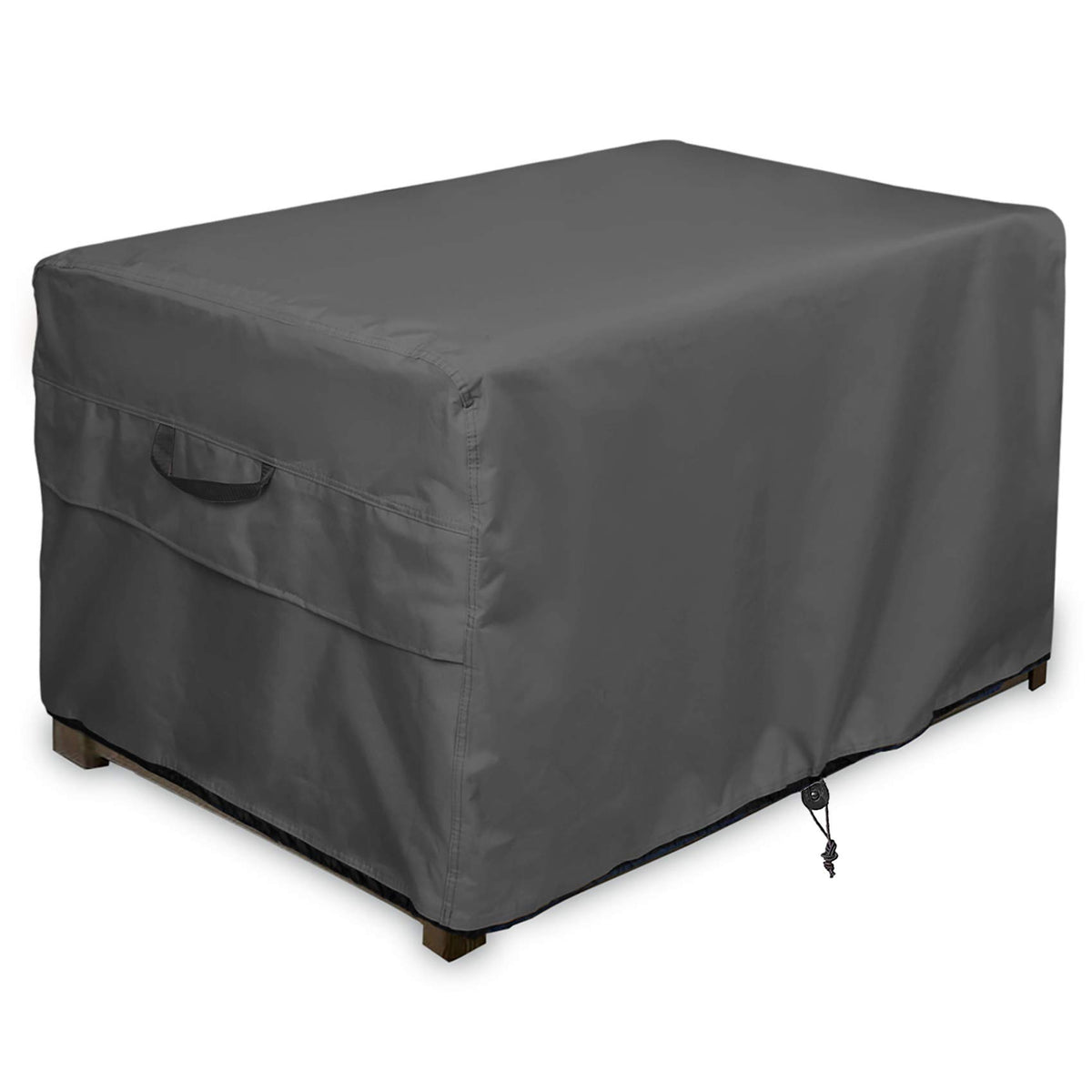 ULTCOVER front view showing full coverage protecting a deck box