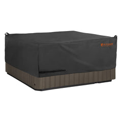 ULTCOVER front view on 76 inch square hot tub cover showing full weather protection