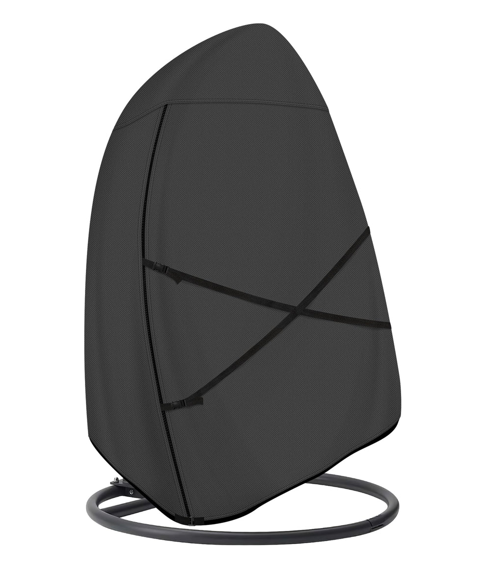 ULTCOVER front view of cover protecting egg chair and stand, keeps furniture dry