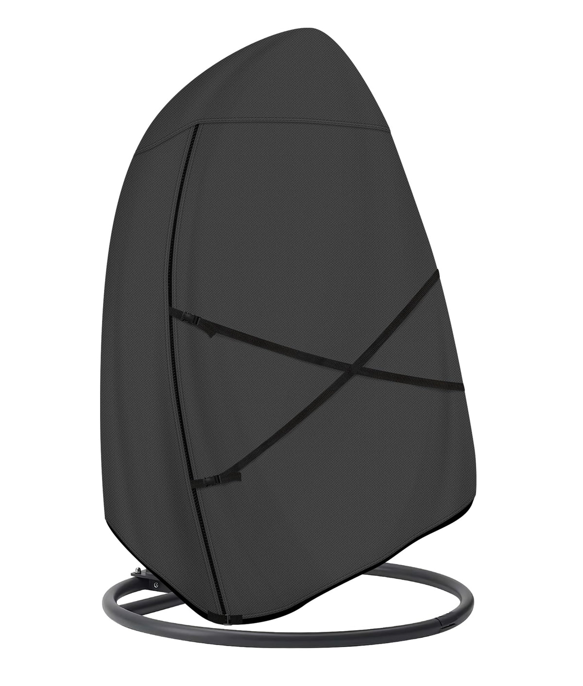 ULTCOVER front view of cover protecting egg chair and stand, keeps furniture dry