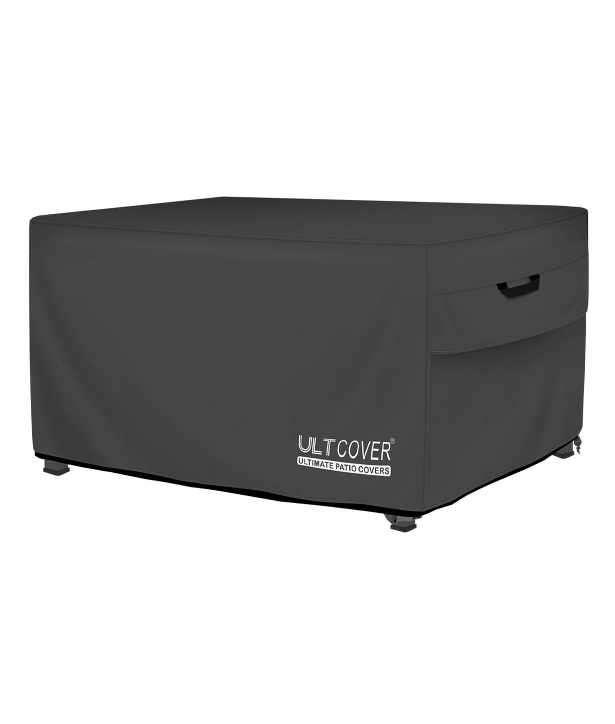 ULTCOVER front view on rectangular fire pit showing full protection