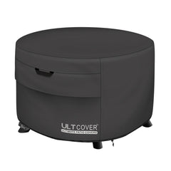 ULTCOVER front view of 50 inch round cover protecting a fire pit