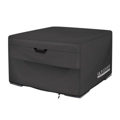 ULTCOVER front view on 44-inch square fire pit protecting outdoors