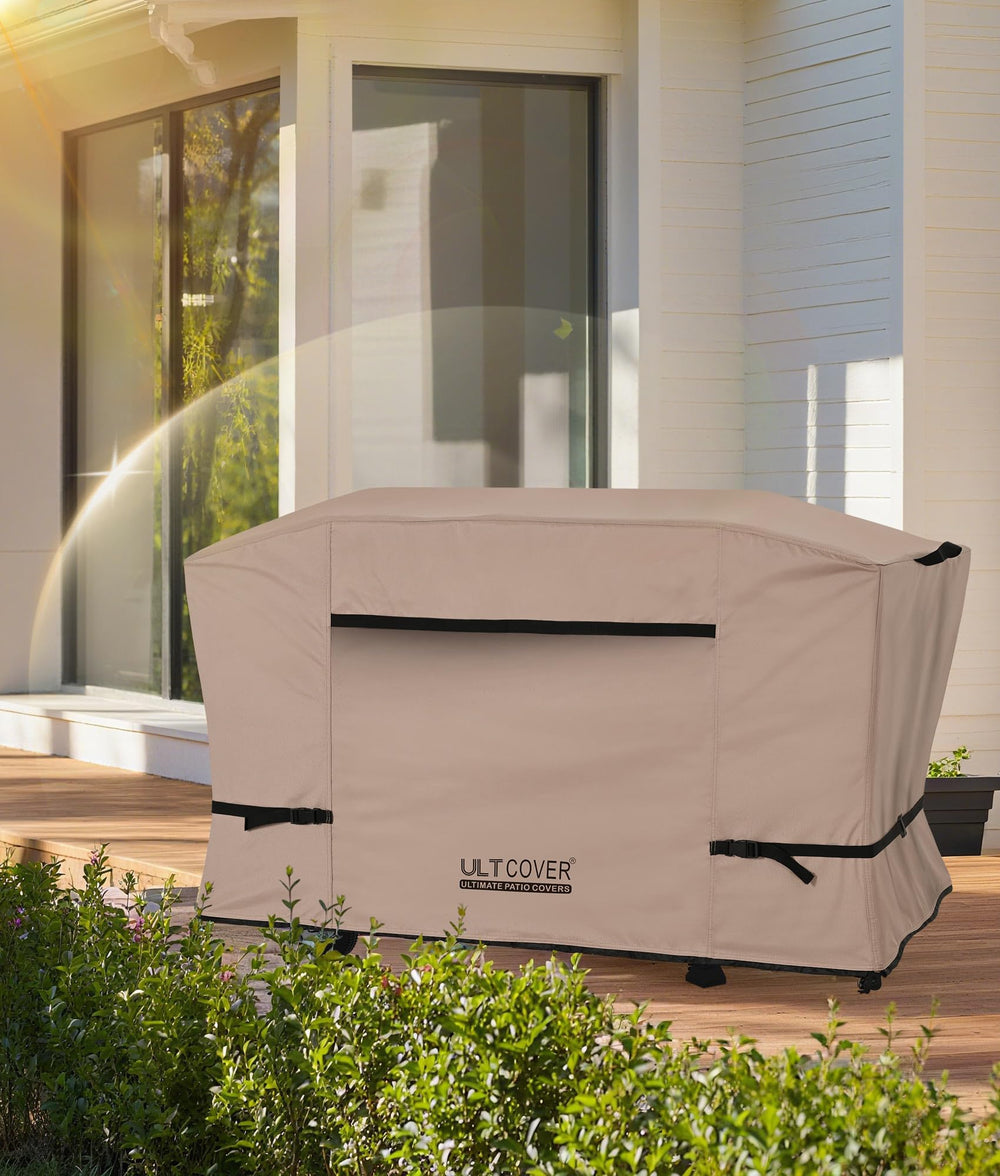ULTCOVER on hooded griddle demonstrating full hood and side shelf protection