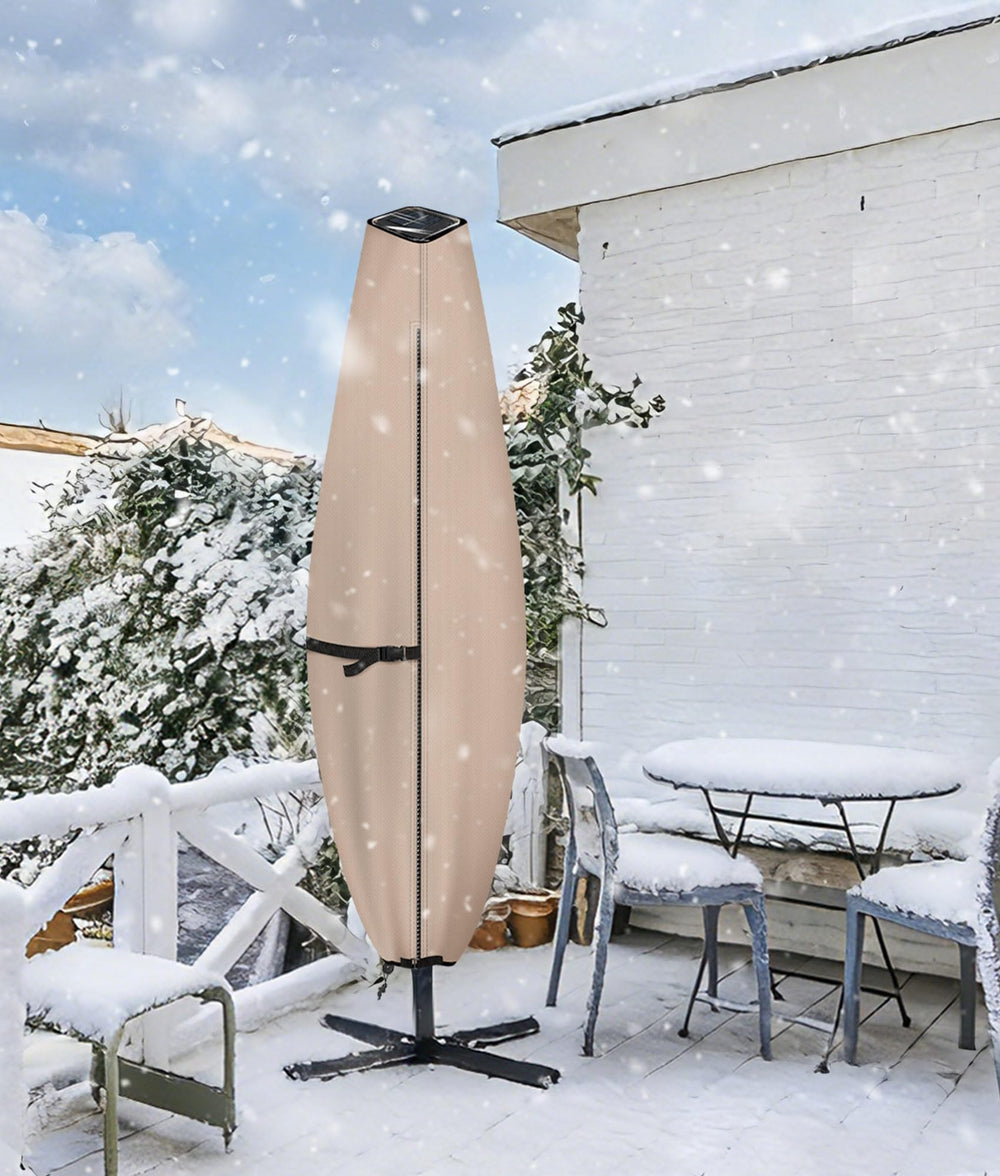 ULTCOVER fitted on 8ft square umbrella showing correct size and scale
