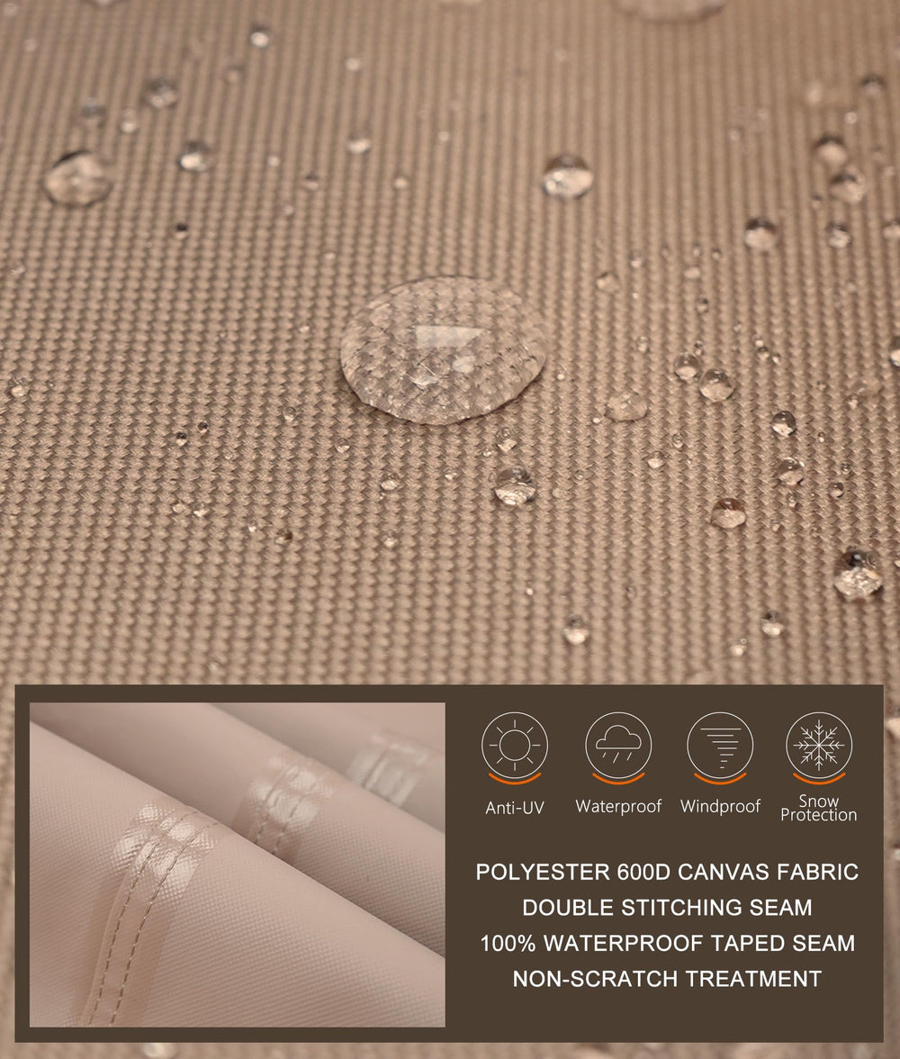 ULTCOVER cover installed on a gas fire pit table, keeps table clean and ready to use