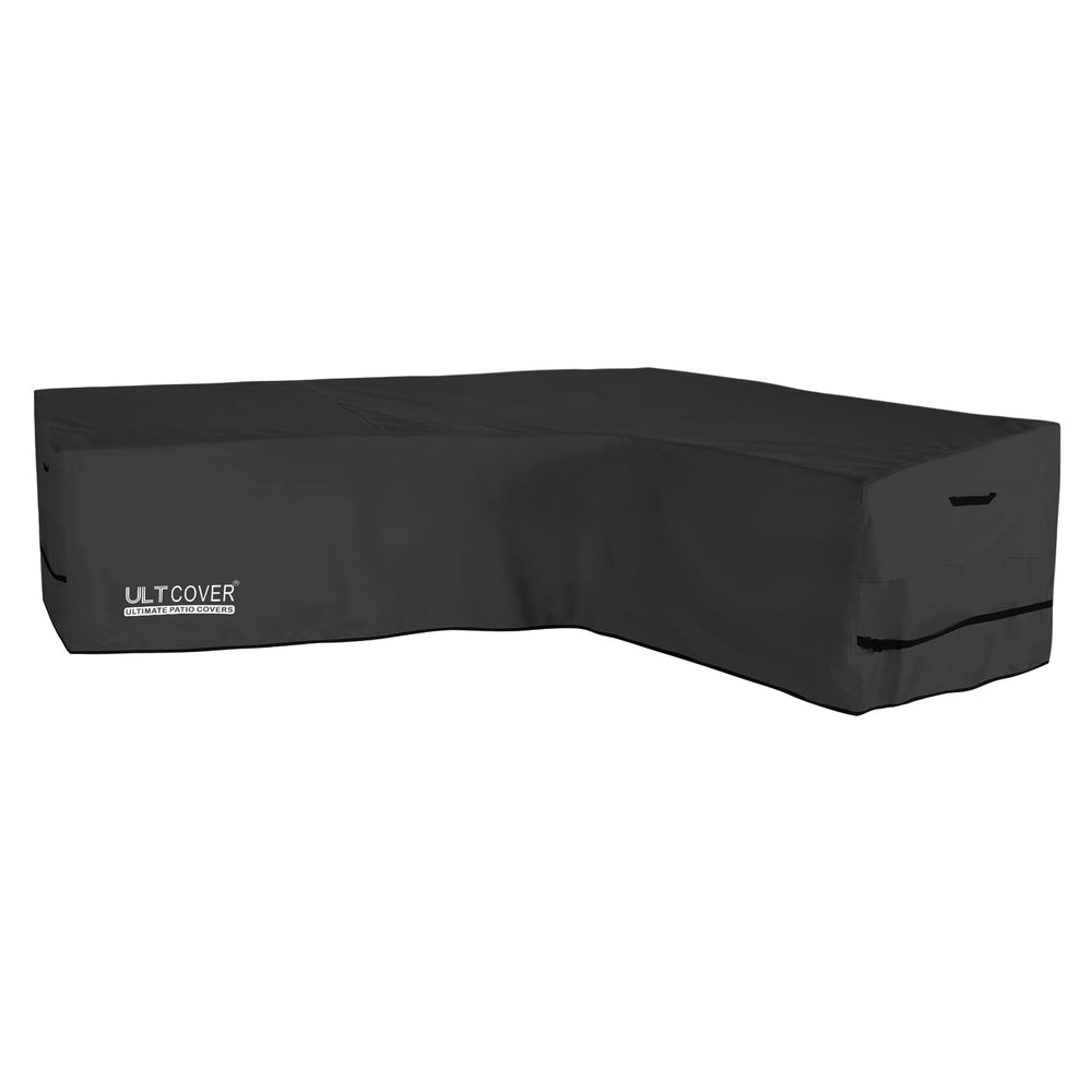 ULTCOVER front view on right-facing L-shaped sofa showing full coverage and protection