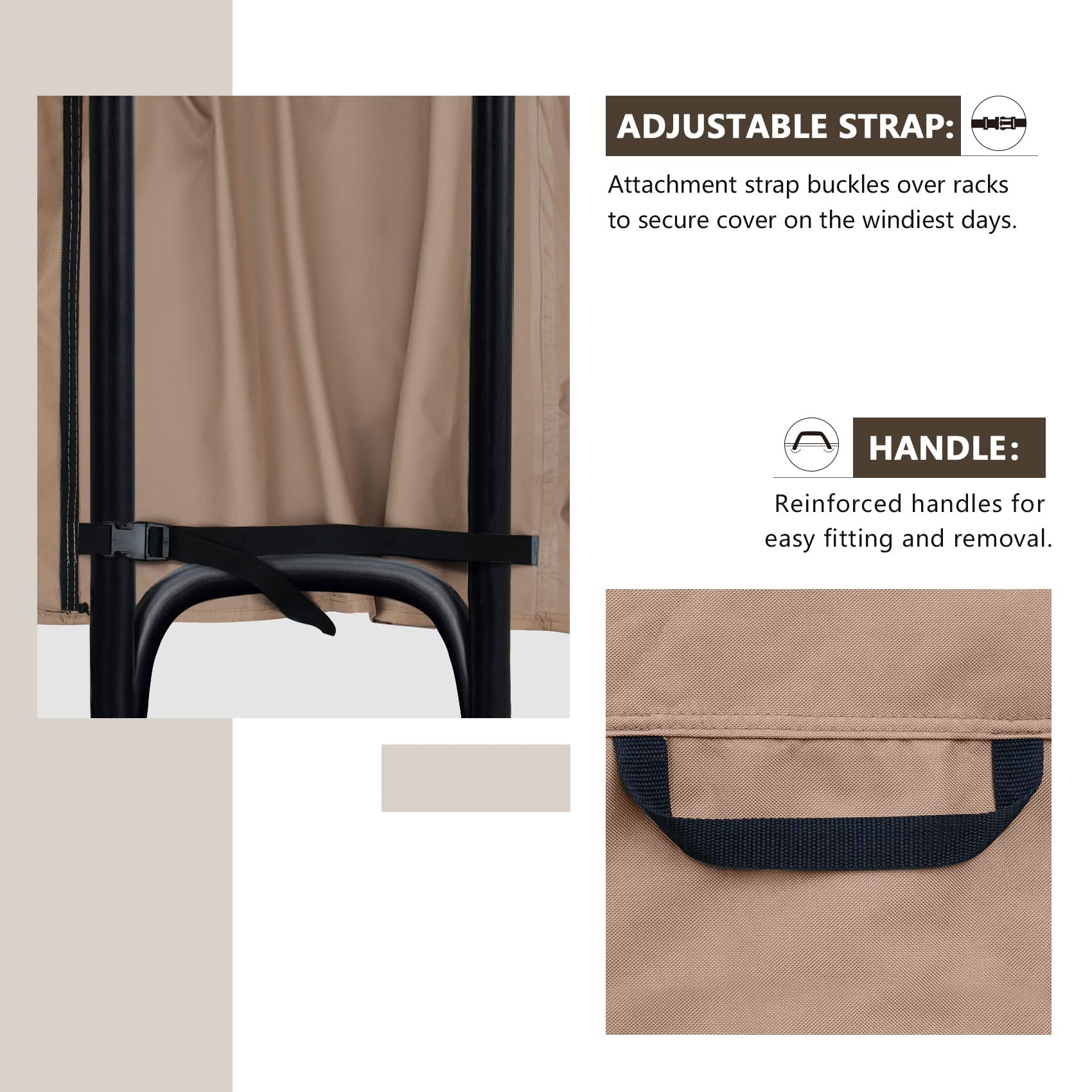 ULTCOVER reinforced side handle for easy removal and placement