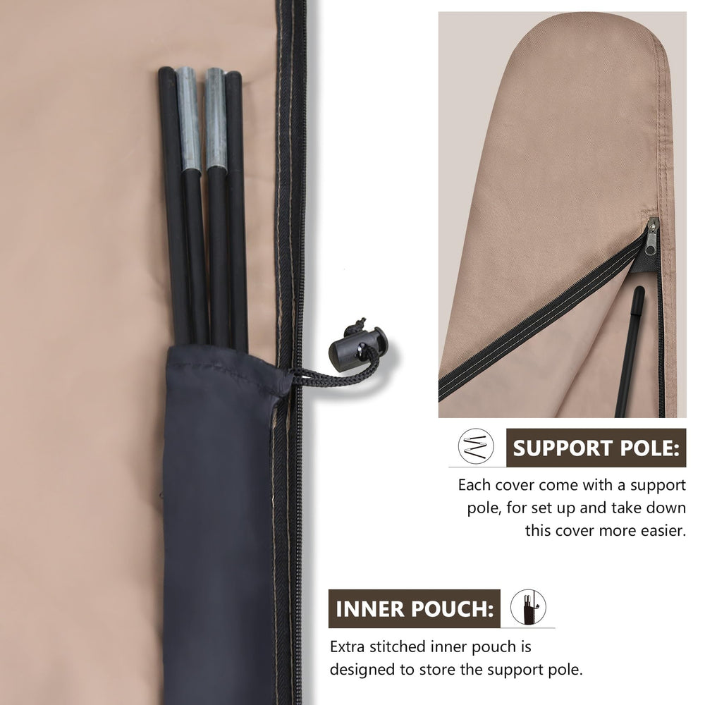 ULTCOVER side profile demonstrating full coverage to protect umbrella fabric