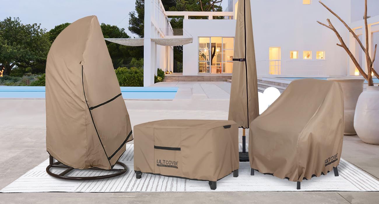 ULTCOVER size comparison beside chair showing fit and scale