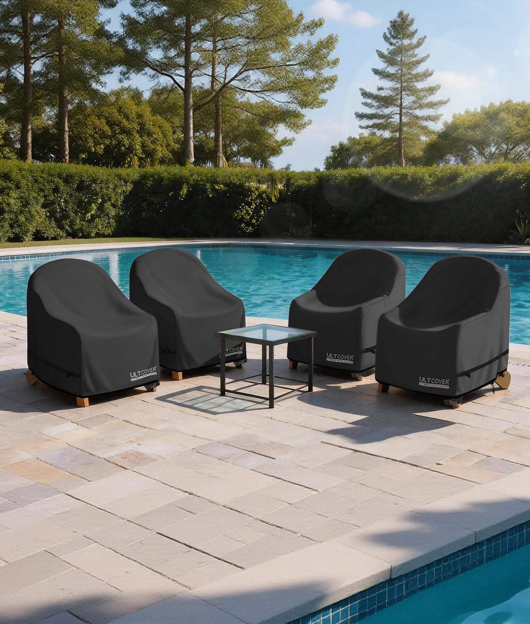 ULTCOVER cover beside chair showing fit for 32x35x36 inch furniture