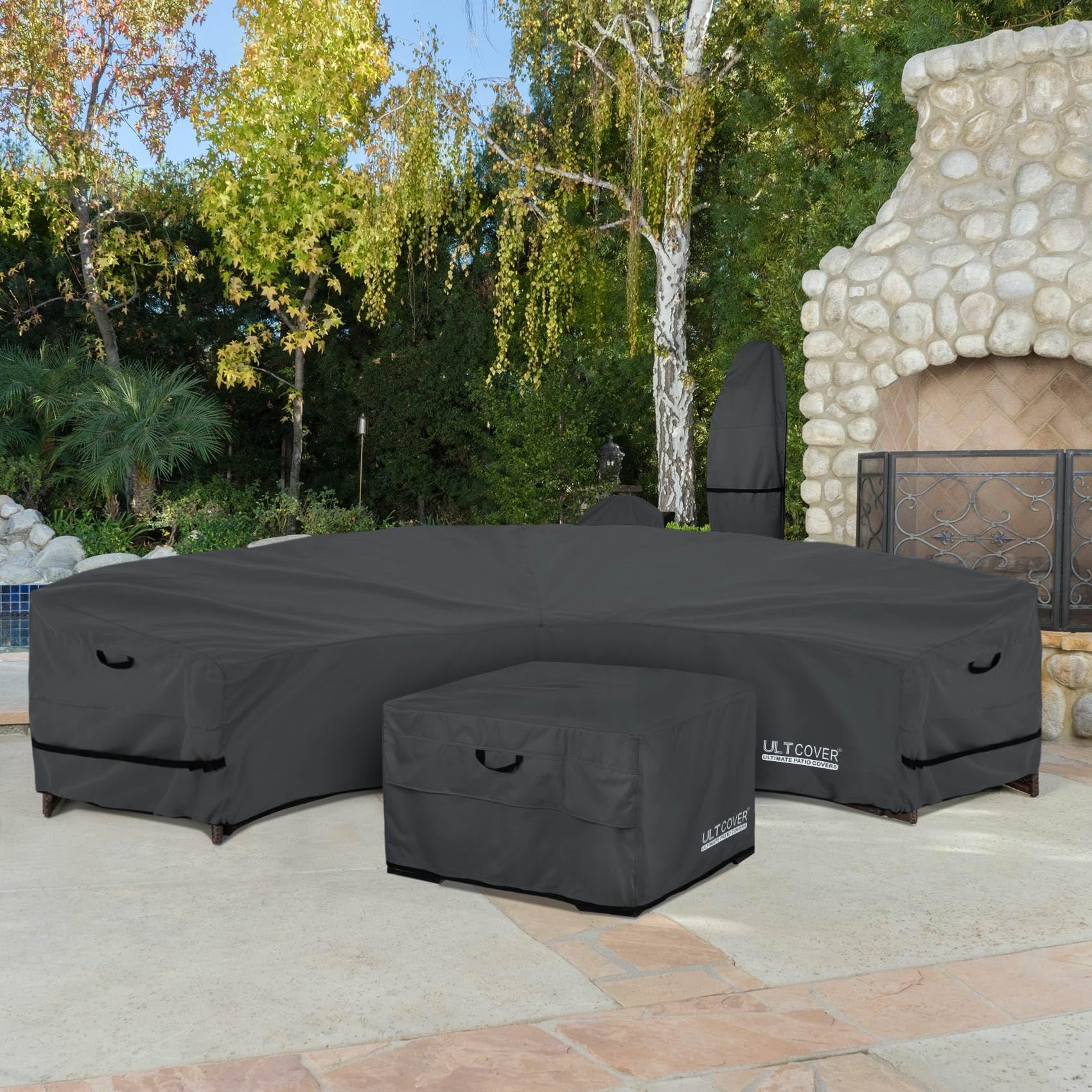 ULTCOVER beside measuring tape showing fit for 190" back and 126" front