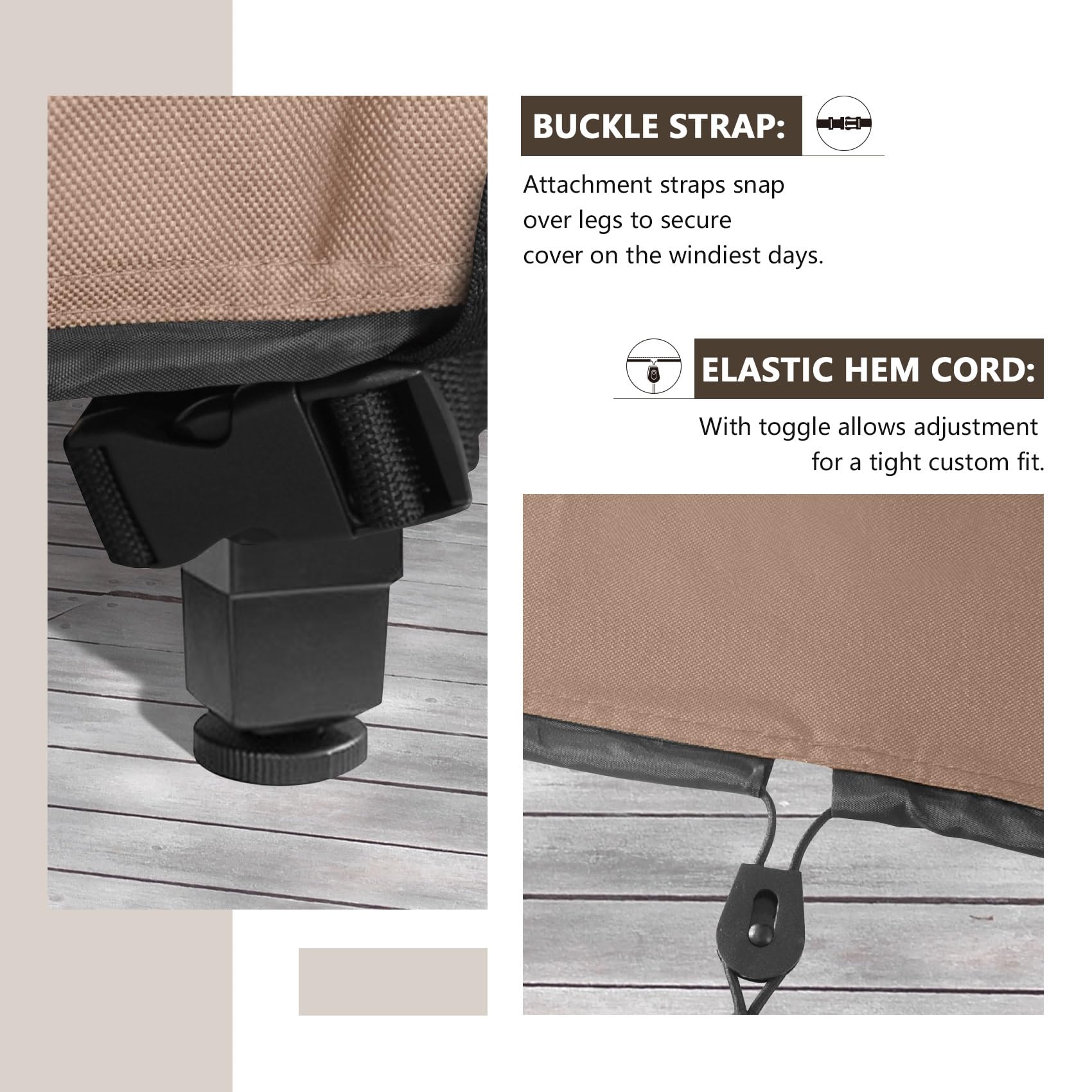 ULTCOVER clip y cordón elástico mantienen la funda segura con viento