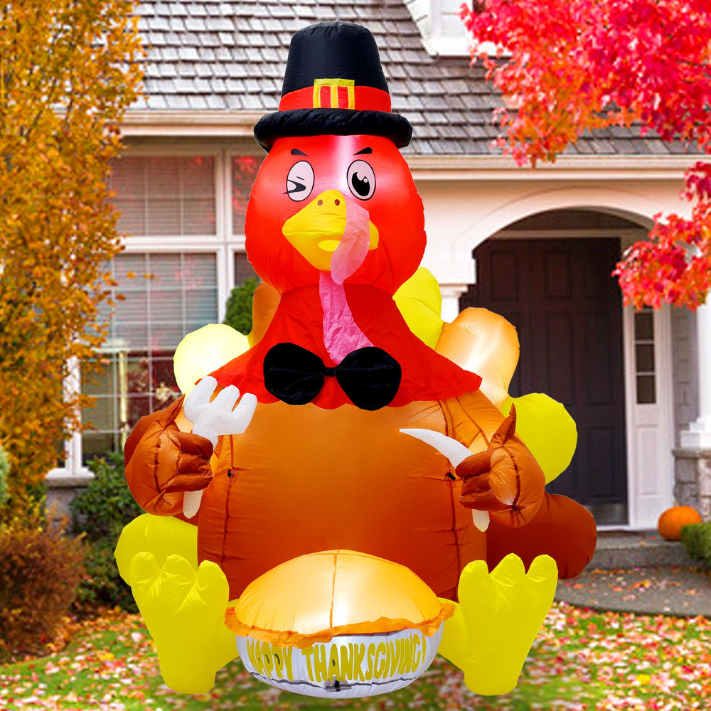 Ultimate Unicorn inflated on porch adding festive Thanksgiving curb appeal