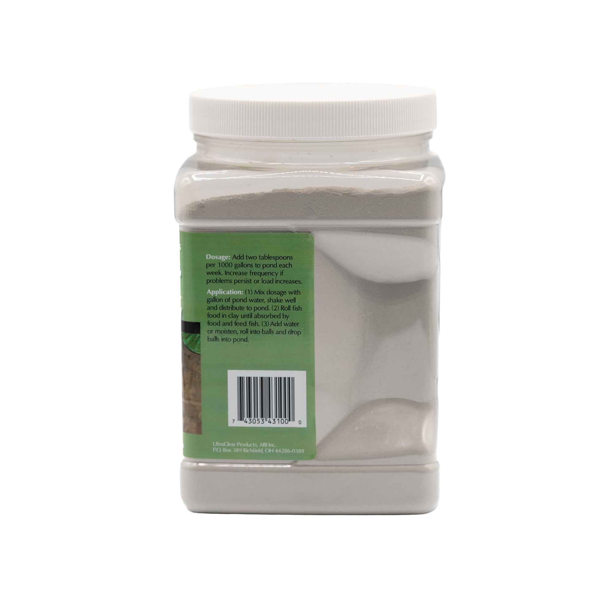 UltraClear jar on pond edge with healthy koi showcasing vibrant color and natural care
