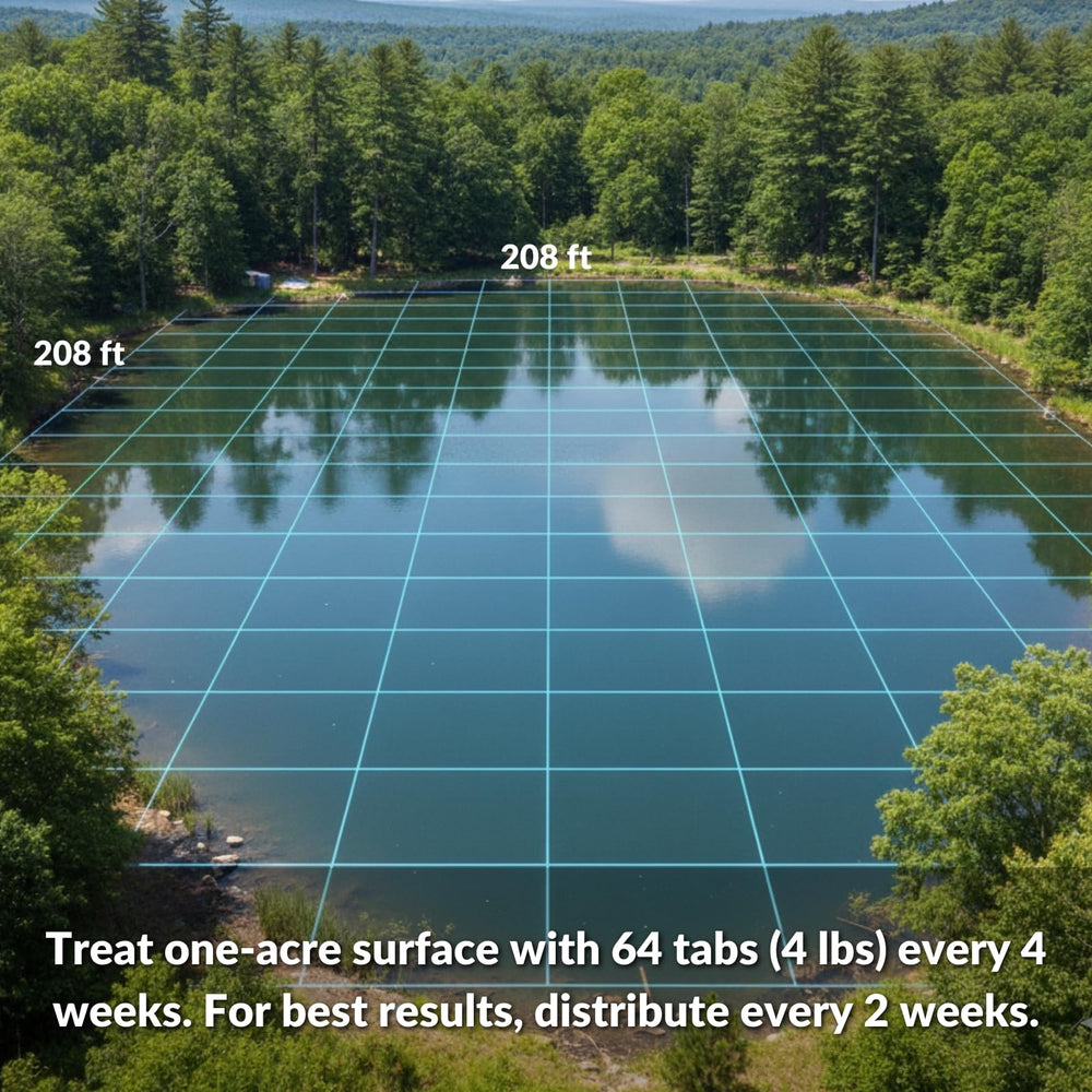 UltraClear tablet sinking to pond bottom showing targeted sludge action