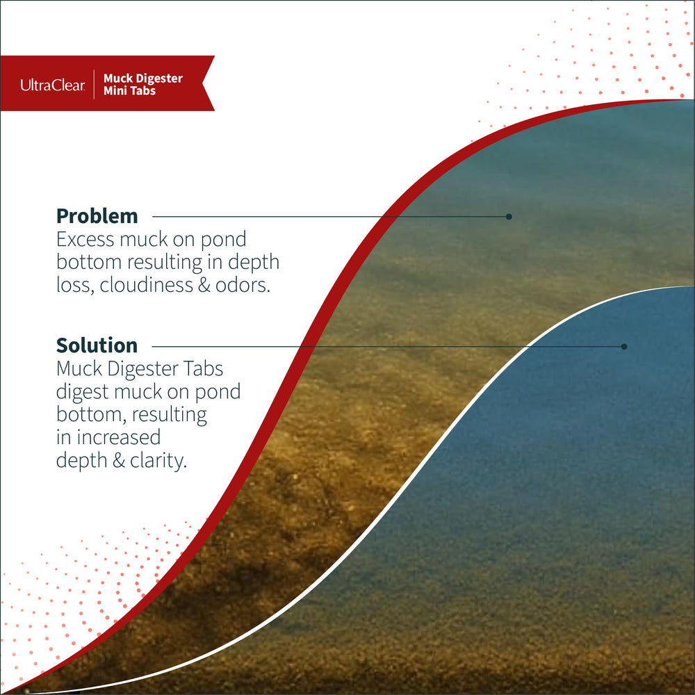 UltraClear tablet sinking to pond bottom to reach muck and speed cleanup