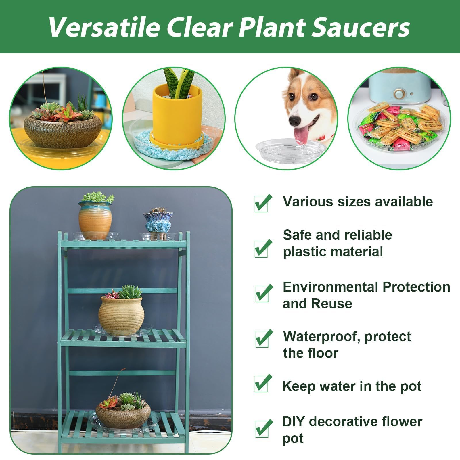 UltraOutlet stacked saucers for storage, saves space and organized