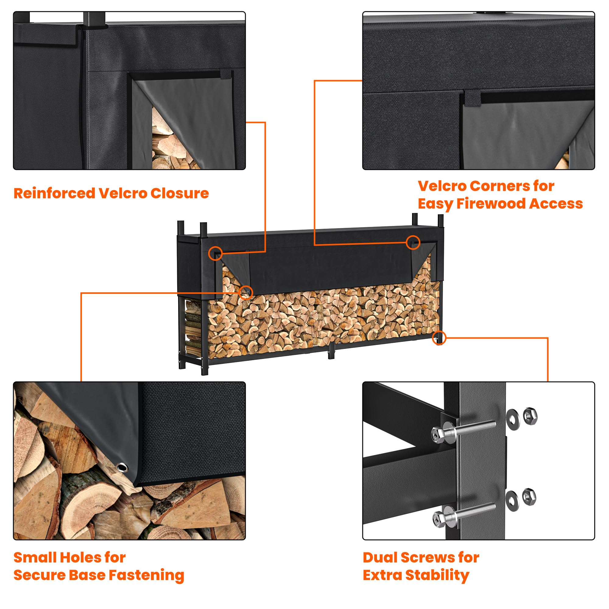 Ultrawall rack on patio with person grabbing wood showing easy access