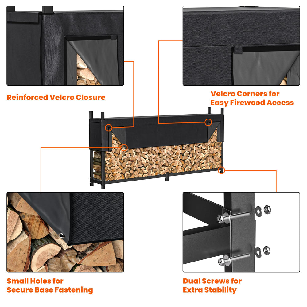 Ultrawall rack on patio with person grabbing wood showing easy access