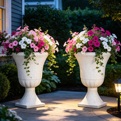 Ultym front view of 22 inch urn planter showing elegant silhouette and curb appeal